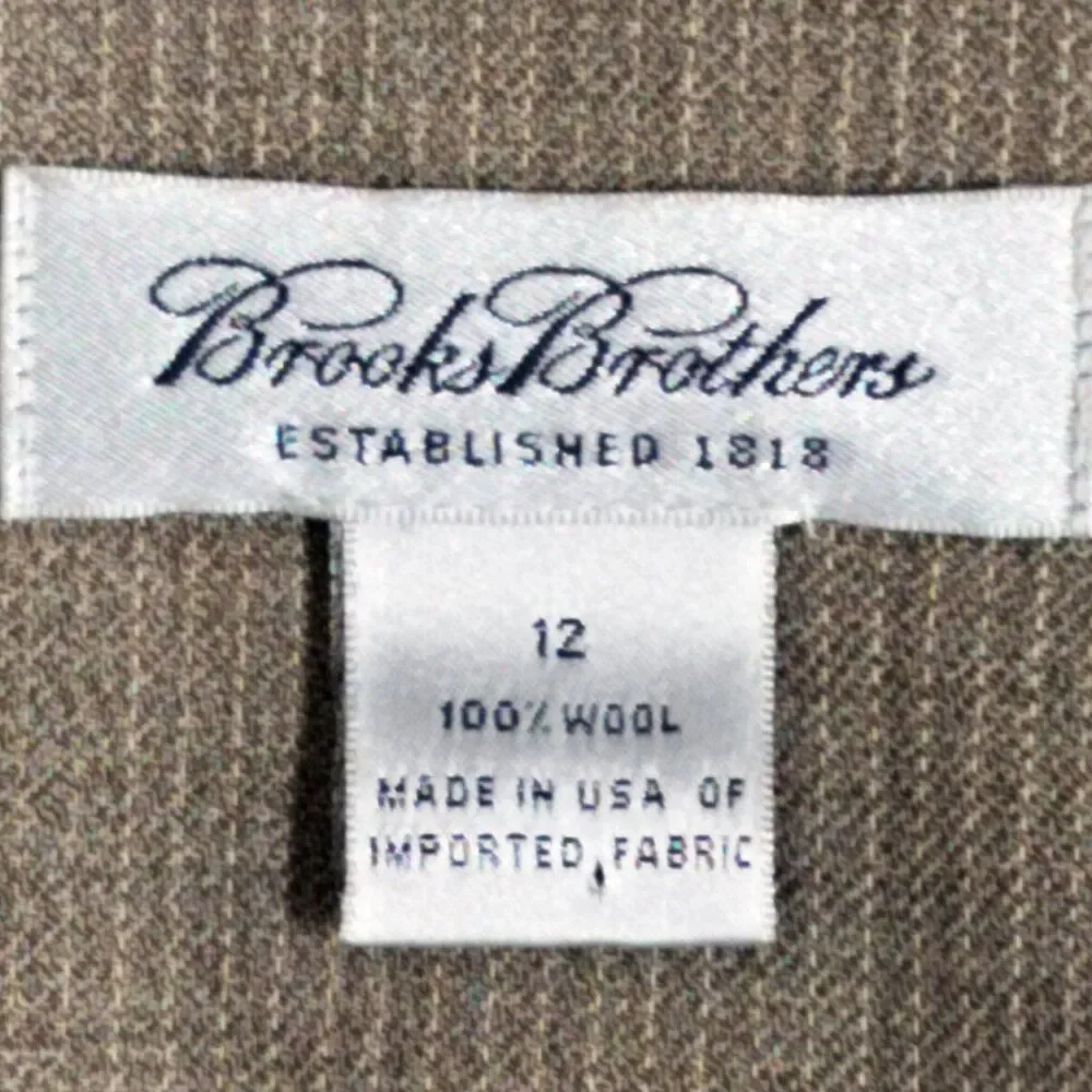 Vintage BROOKS BROTHERS 100% Wool Blazer Shirt Jacket Button Closure Taupe Sz 12